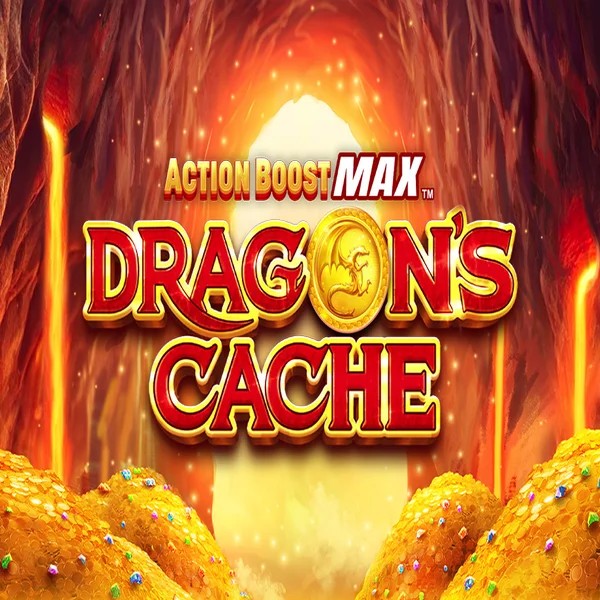 Action Boost Max Dragon's Cache slot logo by SpinPlay Games at Lizaro Casino